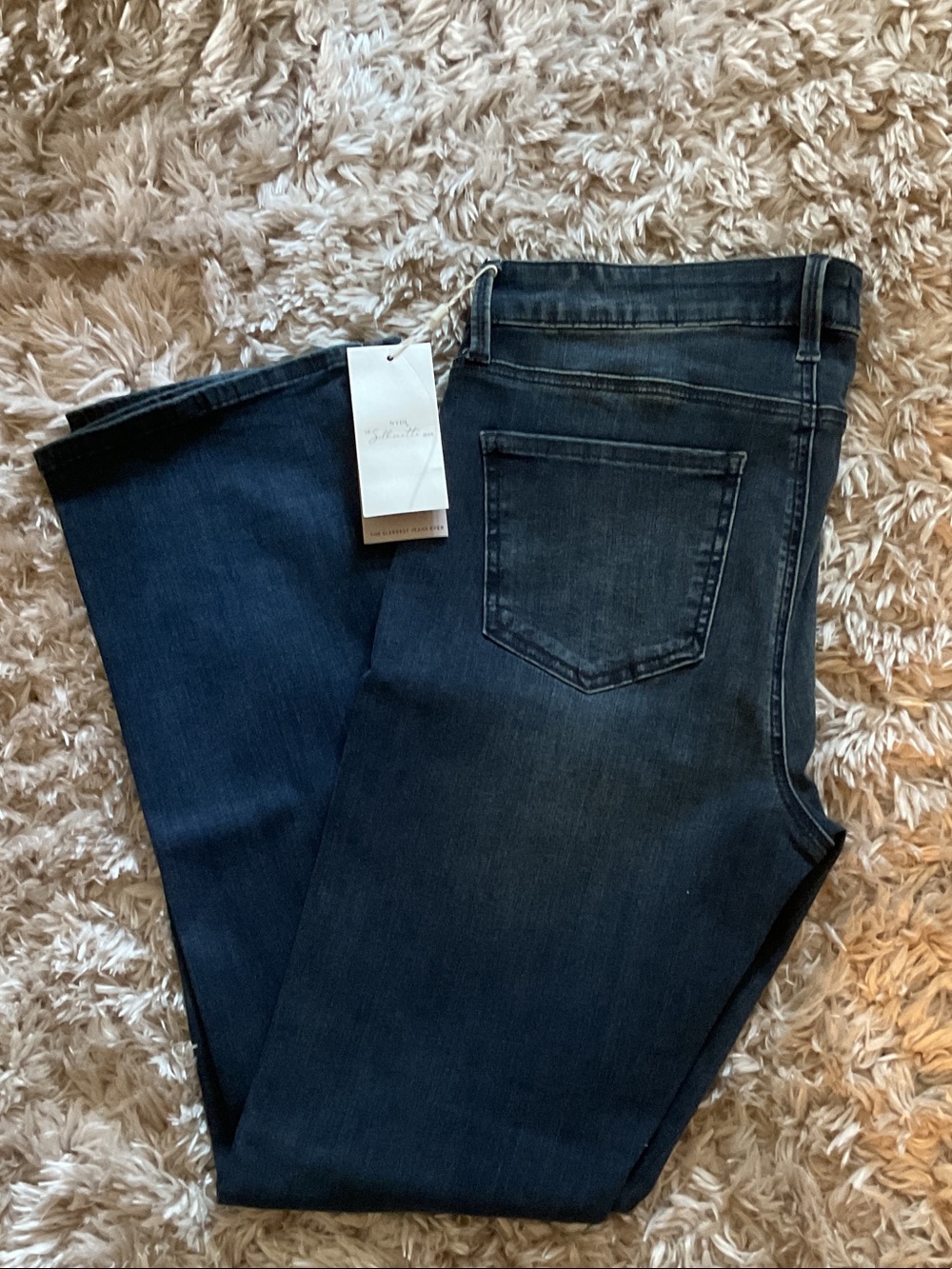 NYDJ Dark Blue Slim Boot-Cut Seamless Cotton Jeans